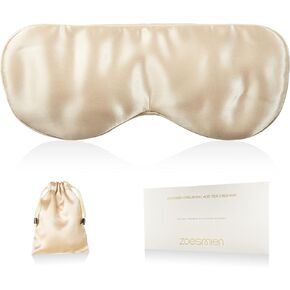 Sleep Mask 100% Mulberry Silk for Light Blocking, ZOESMIEN Eye Mask for Women Men Side Sleeper, Puffiness Dry Eyes Headache, Adjustable Strap, Christmas Gift Package, Champagne Gold in Saudi Arabia