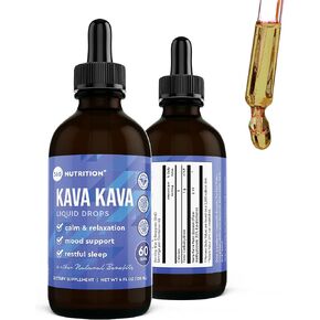 360 Nutrition Kava Kava Liquid Drops, Relaxation, Calming and Sleep Support Supplement, Kava Root Extract with Kavalactones for Overall Health, Gluten Free, Vegan, Non GMO, Dropper Included, 4 fl oz in Kuwait