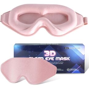 Sleep Mask for Men Women,Upgraded 3D Deep Contoured Eye Covers for Sleeping with Adjustable Strap,Block Out Light, Soft Comfort Eye Shade Cover for Travel Yoga Nap (1pcs, Black)