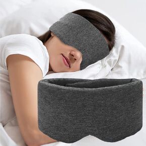 Sleep Mask for Men Women,100% Cotton Sleep Eye Mask with Fully Adjustable Strap, 100% Light Blocking Eye Mask for Sleeping, 0 Pressure Eye Covers for Travel Yoga Nap (Black) in Saudi Arabia