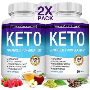 حبوب كيتو من توبلوكس النظام الغذائي الكيتوني - الحالة الكيتونية الطبيعية باستخدام النظام الغذائي الكيتوني والكيتوني، تدعم الطاقة والتركيز، تدعم نظام كيتو الغذائي المثالي للرجال والنساء، 60 كبسولة، مكمل غذائي in Kuwait