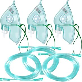 عبوة من 3 قطع من Shishuyu - قناع الأكسجين المطول للبالغين للوجه مع أنبوب وحزام مطاطي قابل للتعديل in Kuwait