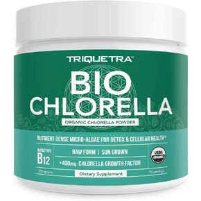 Triquetra Health Organic Chlorella Powder - 4 Organic Certifications, Raw Form & Sun Grown - Guaranteed Best Source of Chlorella, Maximum Nutrient & CGF Levels (Chlorella Growth Factor) - 75 Servings in Saudi Arabia