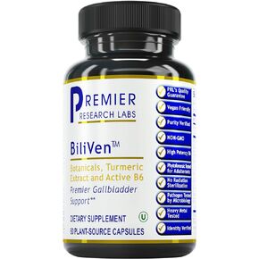 Premier Research Labs BiliVen - Supports Detoxification & Gallbladder - Features Artichoke, Organic Turmeric, Cilantro, Burdock, Beet, Fennel, Garlic Extract & Chlorella - 60 Plant-Source Capsules in Kuwait