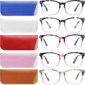 VIDEBLA 5 Pack Blue Light Blocking Reading Glasses,Spring Hinge Readers for Women Men,Anti UV Ray Filter Nerd Eyeglasses in Saudi Arabia