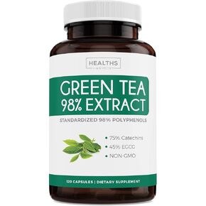Green Tea Extract Capsules 98% with EGCG (Non-GMO) for Natural Metabolism Boost - Leaf Polyphenol Catechins - Antioxidant Supplement - Green Tea Pills - 1000mg (500mg per Capsule) - 30 Capsules in Saudi Arabia