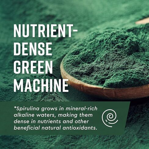 360 Nutrition Spirulina Powder, Vitamin A, B Vitamins, Iron, Protein & Amino Acids, Vegan, Non GMO, for Caffeine Free Energy, Digestive Health, and Immune Support, 6g Plant Based Protein, 2 oz in Kuwait