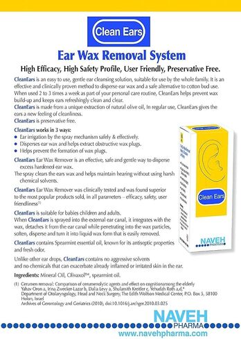 NAVEH PHARMA CleanEars | Fast-Acting Ear Wax Removal Drops | Breaks Down & Dissolves Wax in Just 1 Treatment | Clinically Proven to Be 37% More Effective | All-Natural, Gentle & Safe | 0.5 Fl Oz in Kuwait