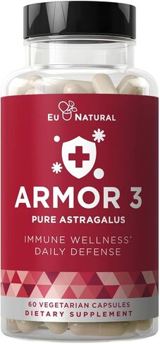 Armor 3 Astragalus Pure 1000 Mg - وظيفة الجهاز المناعي الصحي، يدعم الإجهاد، ودعم الجهاز التنفسي، وقوة فعالة للحماية الموسمية - طيف كامل وموحد - 60 كبسولة ناعمة in Kuwait