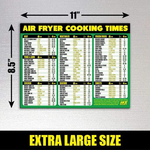 Air Fryer Cooking Times Magnetic Cheat Sheet - Quick Reference Guide 2026 in Saudi Arabia