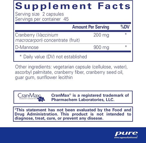 Pure Encapsulations Cranberry/D-Mannose | Supplement Made from 100% Cranberry Fruit Solids to Support Urinary Tract Health* | 90 Capsules in Saudi Arabia