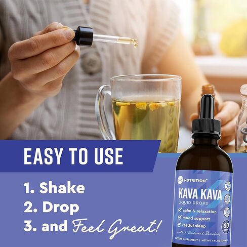 360 Nutrition Kava Kava Liquid Drops, Relaxation, Calming and Sleep Support Supplement, Kava Root Extract with Kavalactones for Overall Health, Gluten Free, Vegan, Non GMO, Dropper Included, 4 fl oz in Kuwait