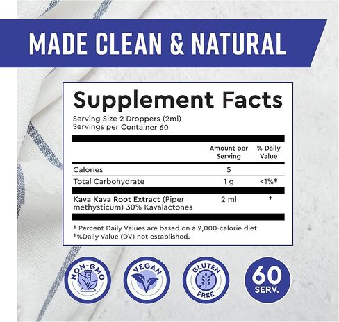 360 Nutrition Kava Kava Liquid Drops, Relaxation, Calming and Sleep Support Supplement, Kava Root Extract with Kavalactones for Overall Health, Gluten Free, Vegan, Non GMO, Dropper Included, 4 fl oz in Kuwait