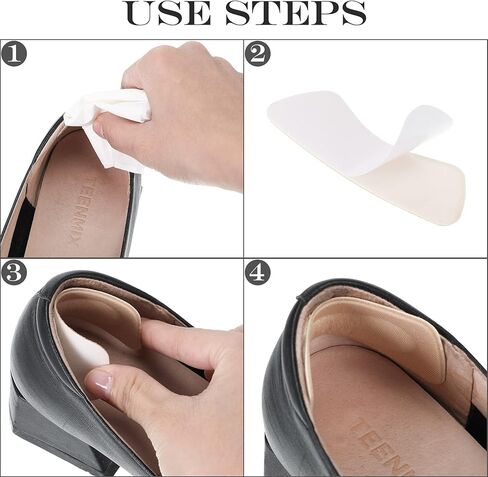 6 Pairs Heel Cushion Pads Heel Shoe Grips Liner Self-adhesive Shoe Insoles Foot Care Protector (Black) in Kuwait