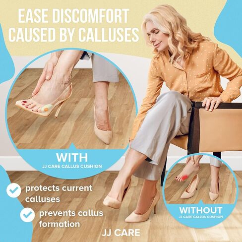 JJ CARE Callus Cushions (Pack of 50) Callus Pads for Bottom of Foot - Oval Shape - Callous Remover for Feet Pads - Soft Felt Foot Pads for Calluses for Women, Pain Relief & Foot Care in Saudi Arabia