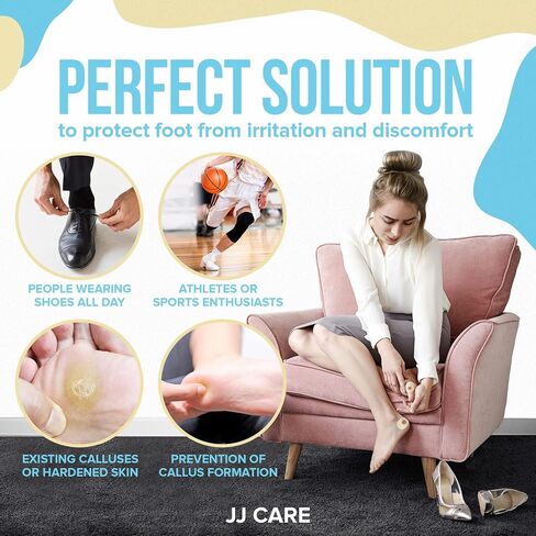 JJ CARE Callus Cushions (Pack of 50) Callus Pads for Bottom of Foot - Oval Shape - Callous Remover for Feet Pads - Soft Felt Foot Pads for Calluses for Women, Pain Relief & Foot Care in Saudi Arabia