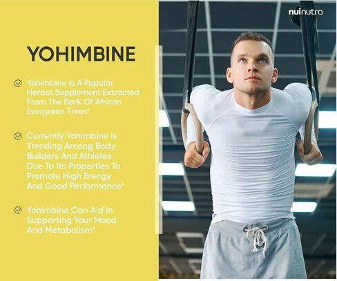 نوي نوترا يوهيمبين حمض الهيدروكلوريك مكمل القوة الإضافية | 5مجم | 100 كبسولة | ملحق مستخلص لحاء يوهمبي | دعم تكوين الجسم | يعزز الطاقة والقدرة على التحمل in Kuwait