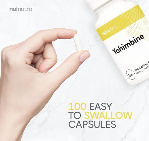 نوي نوترا يوهيمبين حمض الهيدروكلوريك مكمل القوة الإضافية | 5مجم | 100 كبسولة | ملحق مستخلص لحاء يوهمبي | دعم تكوين الجسم | يعزز الطاقة والقدرة على التحمل in Kuwait