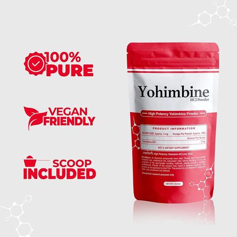 BulkStimulants Yohimbine HCl Powder | 3mg per Scoop | 1000 Scoops per Packet | 3 Grams in Saudi Arabia