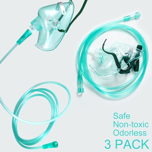 عبوة من 3 قطع من Shishuyu - قناع الأكسجين المطول للبالغين للوجه مع أنبوب وحزام مطاطي قابل للتعديل in Kuwait