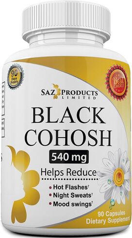 كبسولات كوهوش السوداء ذات الجذر الكامل المحدودة من Saz Products - كبسولات 540 مجم - كمية تكفي لمدة 90 يومًا in Saudi Arabia