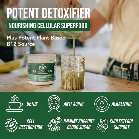 مسحوق الكلوريلا العضوي من Triquetra Health - 4 شهادات عضوية، شكل خام ونما تحت الشمس - أفضل مصدر مضمون للكلوريلا، الحد الأقصى من المغذيات ومستويات CGF (عامل نمو الكلوريلا) - 75 حصة in Saudi Arabia