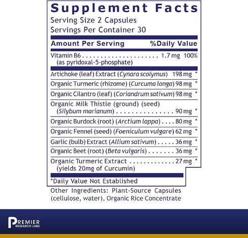 Premier Research Labs BiliVen - Supports Detoxification & Gallbladder - Features Artichoke, Organic Turmeric, Cilantro, Burdock, Beet, Fennel, Garlic Extract & Chlorella - 60 Plant-Source Capsules in Saudi Arabia
