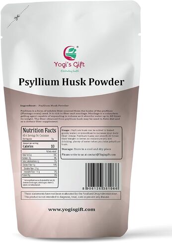 Psyllium Husk Powder 2 lb | 98% Purity | Premium Quality | Use for Baking, Cooking and Beverages | 100% Natural Fine Ground, Non GMO by Yogi's Gift® in Saudi Arabia