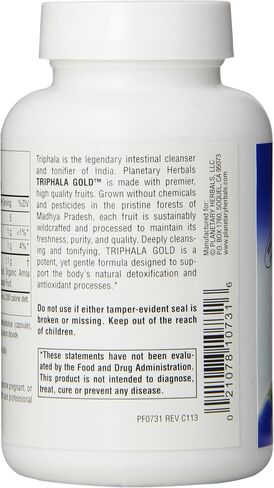 Planetary Herbals Triphala Gold 550mg, Cleanser for GI Tract Wellness, 60 Vegetarian Capsules in Saudi Arabia