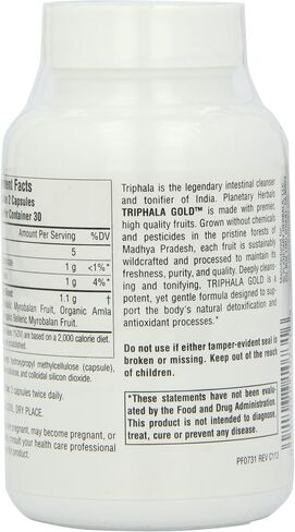 Planetary Herbals Triphala Gold 550mg, Cleanser for GI Tract Wellness, 60 Vegetarian Capsules in Saudi Arabia