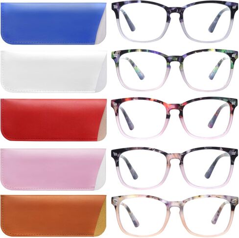 VIDEBLA 5 Pack Blue Light Blocking Reading Glasses,Spring Hinge Readers for Women Men,Anti UV Ray Filter Nerd Eyeglasses in Saudi Arabia