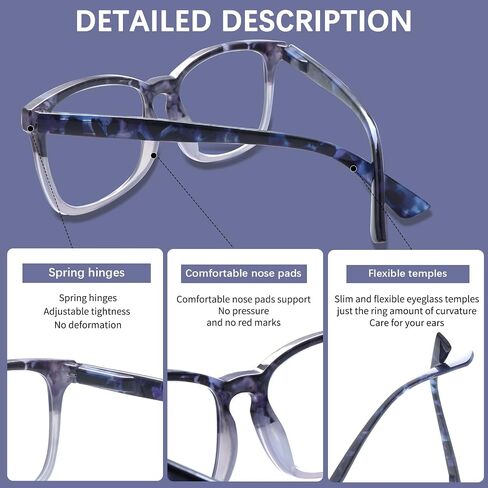 VIDEBLA 5 Pack Blue Light Blocking Reading Glasses,Spring Hinge Readers for Women Men,Anti UV Ray Filter Nerd Eyeglasses in Saudi Arabia