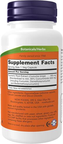 NOW Supplements, مواد هلامية من الكركمين الكركمي (كركم لونغا)، مستخلص موحد، مكمل عشبي يحتوي على 95% من الكركمينويدات، 120 كبسولة هلامية in Saudi Arabia