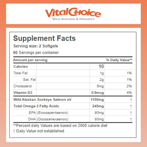 Vital Choice Turmeric in Sockeye Salmon Oil, Easy to Absorb Curcumin, Omega 3 Fish Oil, Nutritional & Vitamin Supplements, Prenatal & Postnatal Vitamin, 500mg Soft Gels, 120 Count in Saudi Arabia