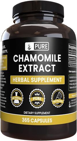 Pure Original Ingredients Chamomile Extract, (100 Capsules) Always Pure, No Additives Or Fillers, Lab Verified in Saudi Arabia