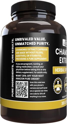 Pure Original Ingredients Chamomile Extract, (100 Capsules) Always Pure, No Additives Or Fillers, Lab Verified in Saudi Arabia