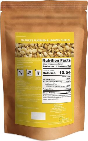 AYURA ORIGINS Nature's Flaxseed & Jaggery Shield (3.53 أونصة - 50 وجبة) - مكمل نباتي لتخفيف الغازات والتحكم في القولون العصبي - يدعم صحة الأمعاء والهضم in Saudi Arabia
