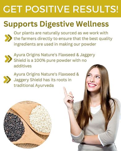 AYURA ORIGINS Nature's Flaxseed & Jaggery Shield (3.53 أونصة - 50 وجبة) - مكمل نباتي لتخفيف الغازات والتحكم في القولون العصبي - يدعم صحة الأمعاء والهضم in Saudi Arabia