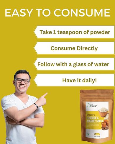AYURA ORIGINS Nature's Flaxseed & Jaggery Shield (3.53 أونصة - 50 وجبة) - مكمل نباتي لتخفيف الغازات والتحكم في القولون العصبي - يدعم صحة الأمعاء والهضم in Saudi Arabia