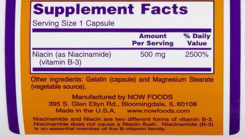 NOW Foods, Niacinamide (Vitamin B-3) 500 mg, Energy Production*, 250 Veg Capsules in Kuwait