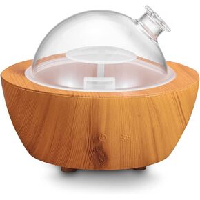 280ml Glass Essential Oil Diffuser Aromatherapy Diffusers Ultrasonic Cool Mist Humidifier with 2 Mist Modes & 7 Color LED Lights and Waterless Auto Shut-Off for Home Office Spa Bedroom,Dark Wood Grain