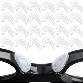 24 Pairs Adhesive Eye Glasses Nose Pads, D Shape Stick on Anti-Slip Soft Silicone, Adhesive Nose Pads Glasses Nose Pad for Glasses, Eyeglasses and Sunglasses, 15 x 6 x 1.5 mm (Black)