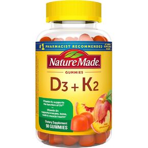 Nature Made Vitamin D3 K2 Gummies, 5000 IU per serving, Bone, Teeth, Muscle, Immune Health Support, 50 Vitamin D + K2 Gummy Vitamins, 25 Day Supply in Saudi Arabia