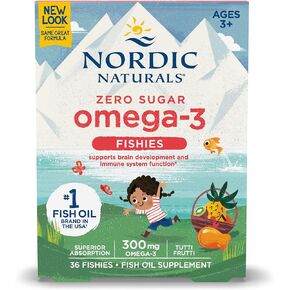 Nordic Naturals Nordic Omega-3 Fishies، Tutti Frutti - 36 Fishies - 300 مجم إجمالي أوميغا 3 مع EPA وDHA - دماغ صحي، مزاج، رؤية وجهاز مناعي - غير معدل وراثيًا - 36 حصة in Kuwait