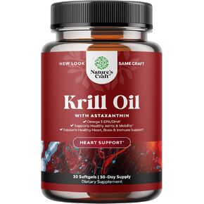 Antarctic Krill Oil 500mg Softgels - High Absorption Krill Oil Omega 3 Fatty Acid Supplement with Potent EPA DHA Astaxanthin and Phospholipids - Wild Caught Burpless Fish Oil Omega 3 Supplement