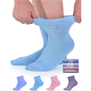 جوارب Doctor's Select المصنوعة من الخيزران لمرضى السكري للنساء والرجال - 4 أزواج من جوارب الاعتلال العصبي للكاحل | جوارب لمرضى السكري للنساء مقاس 6-9 | 9-11 in Kuwait