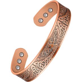 Feraco Copper Magnetic Bracelets for Men Women with Healing Magnets, Tree of Life Pattern, 99.99% Pure Solid Copper Therapy Cuff Bangle, Health Jewelry Gift in Saudi Arabia