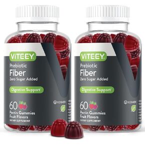 Fiber Prebiotic Gummies [Zero Sugar Added] Digestive Heath Regularity Support, Natural Weight Support, Constipation Relief, Vegan Dietary Supplements, for Adults & Teens - Fruit Flavor Chewable Gummy in Kuwait