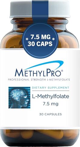 MethylPro 7.5mg L-Methylfolate 30 كبسولة - حمض الفوليك النشط ذو القوة الاحترافية، 5-MTHF للمزاج، ميثيل الهوموسيستين + دعم المناعة، غير معدل وراثيًا + خالي من الغلوتين بدون مواد مالئة in Kuwait