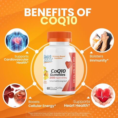 Doctor's Best CoQ10 Gummies 200 Mg، الإنزيم المساعد Q10 (يوبيكوينون)، صحة القلب، تعزيز الطاقة الخلوية، مضادات الأكسدة القوية، 60 قيراط in Kuwait
